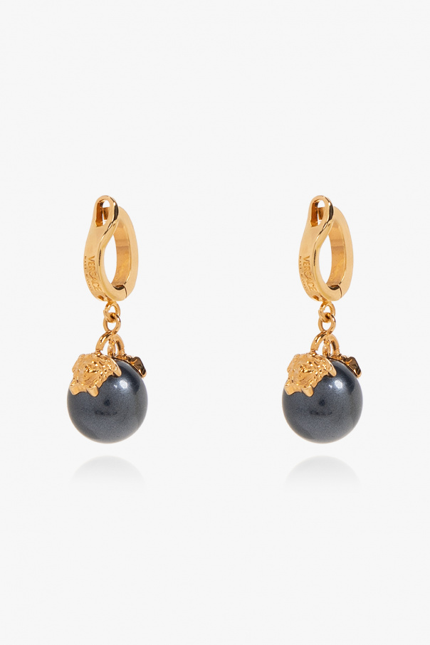 【関税＆送料込み】Versace Earrings l+Strass Accessorie Crystal La Medusa Hoop Earrings Gold | VERSACE US